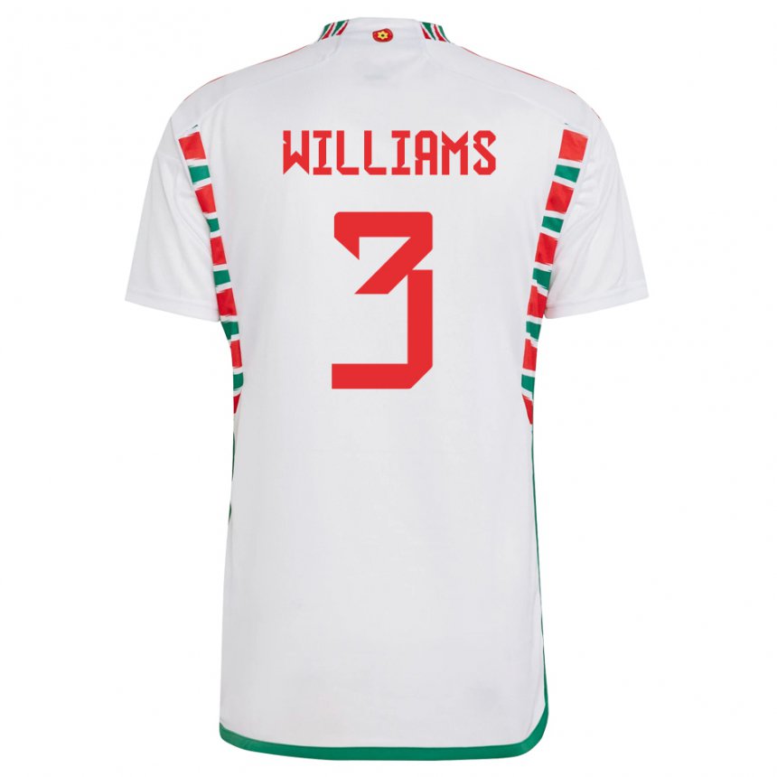 Damen Walisische Zac Williams #3 Weiß Auswärtstrikot Trikot 22-24 T-shirt Belgien
