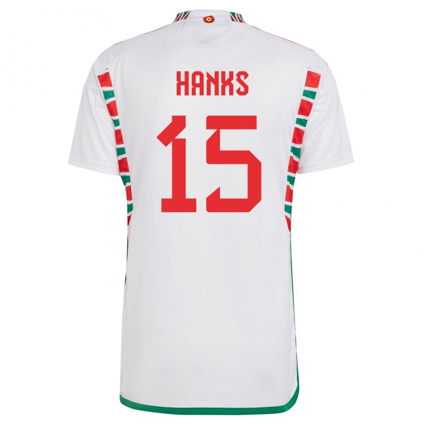 Damen Walisische Justin Hanks #15 Weiß Auswärtstrikot Trikot 22-24 T-shirt Belgien