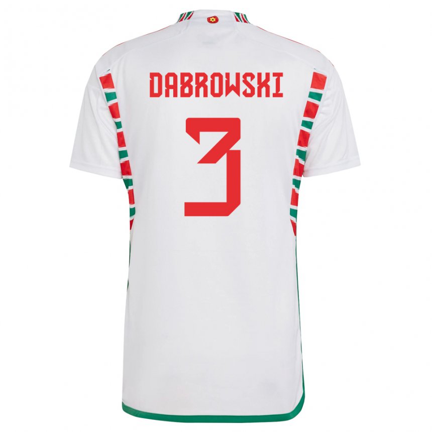 Damen Walisische Sebastian Dabrowski #3 Weiß Auswärtstrikot Trikot 22-24 T-shirt Belgien