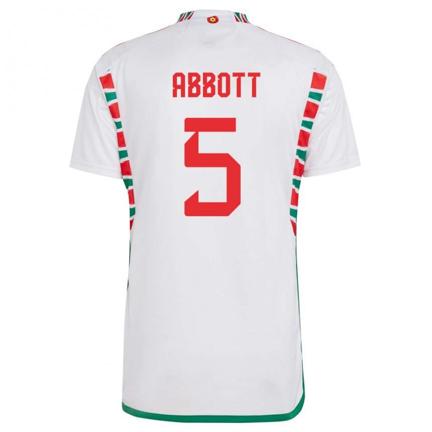 Damen Walisische George Abbott #5 Weiß Auswärtstrikot Trikot 22-24 T-shirt Belgien
