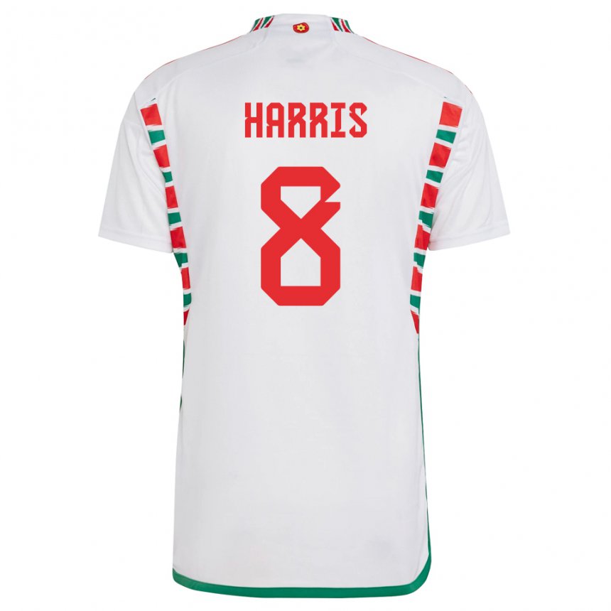 Dames Welsh Luke Harris #8 Wit Uitshirt Uittenue 22-24 T-shirt België
