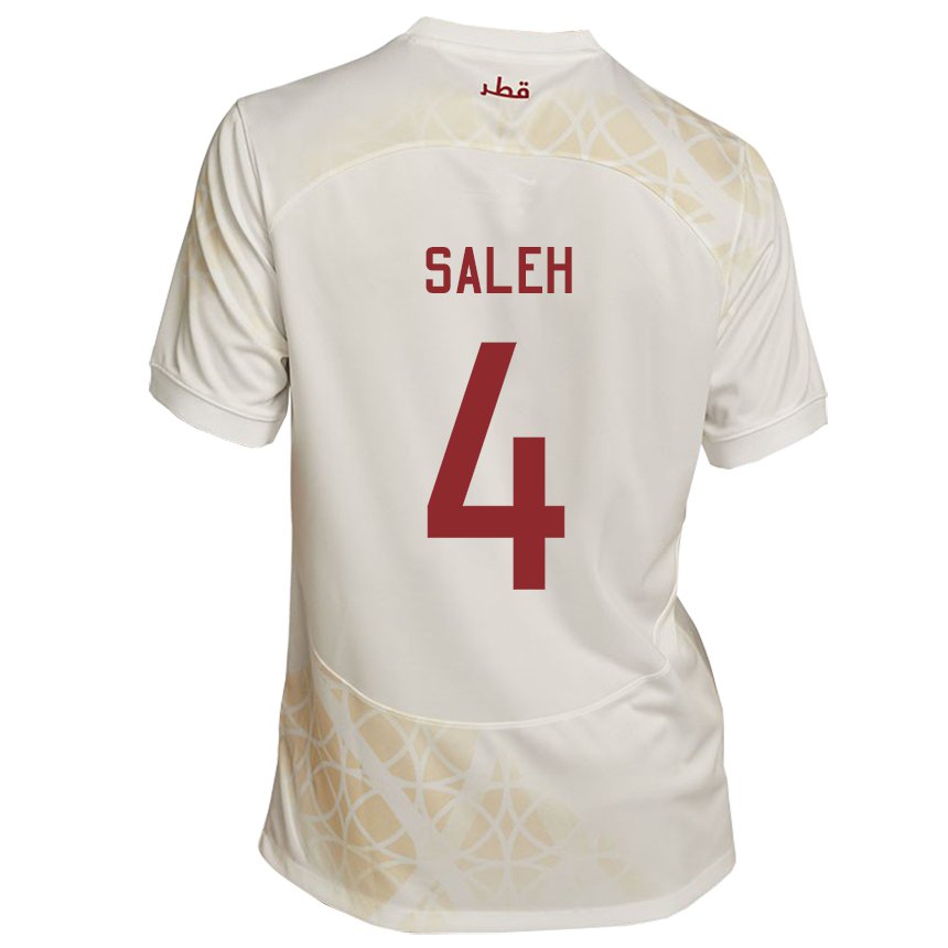 Damen Katarische Hagar Saleh #4 Goldbeige Auswärtstrikot Trikot 22-24 T-shirt Belgien