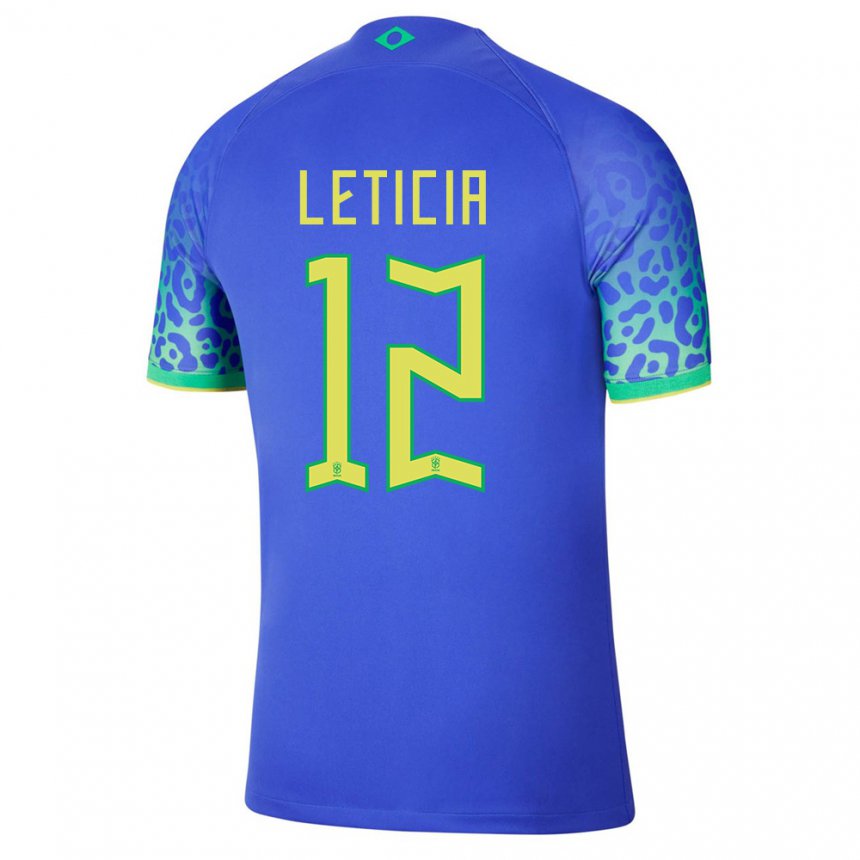 Damen Brasilianische Leticia #12 Blau Auswärtstrikot Trikot 22-24 T-shirt Belgien