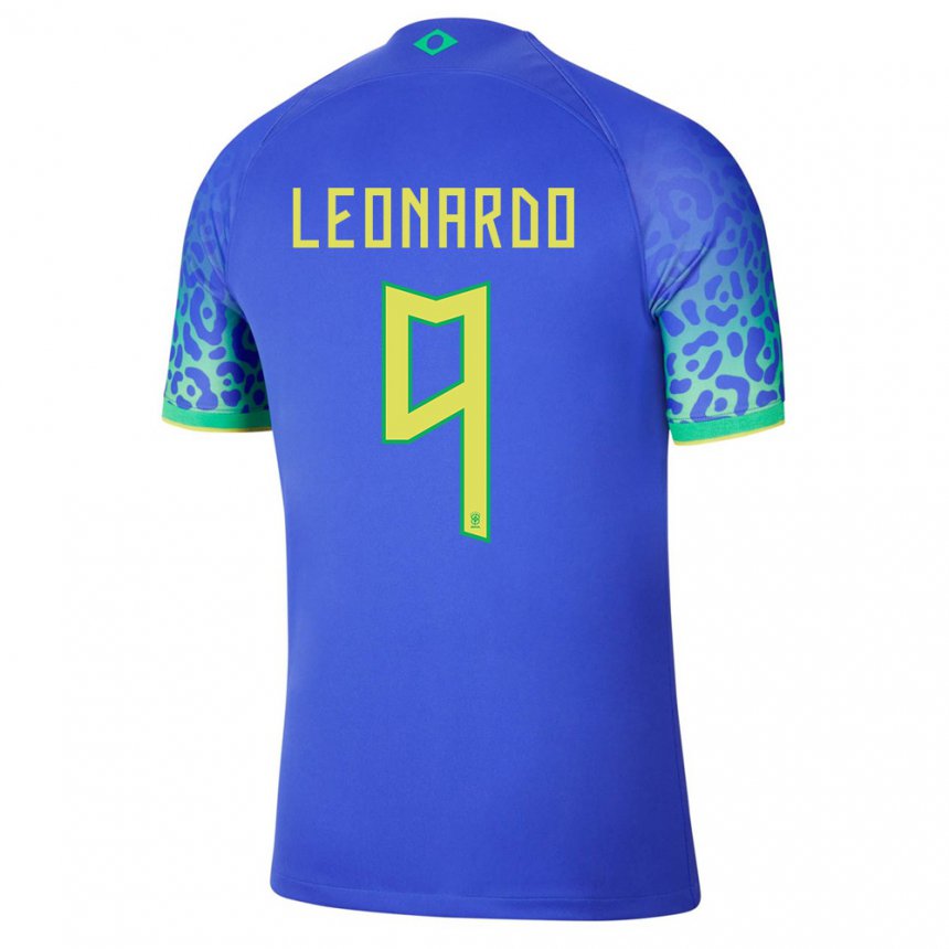 Damen Brasilianische Marcos Leonardo #9 Blau Auswärtstrikot Trikot 22-24 T-shirt Belgien