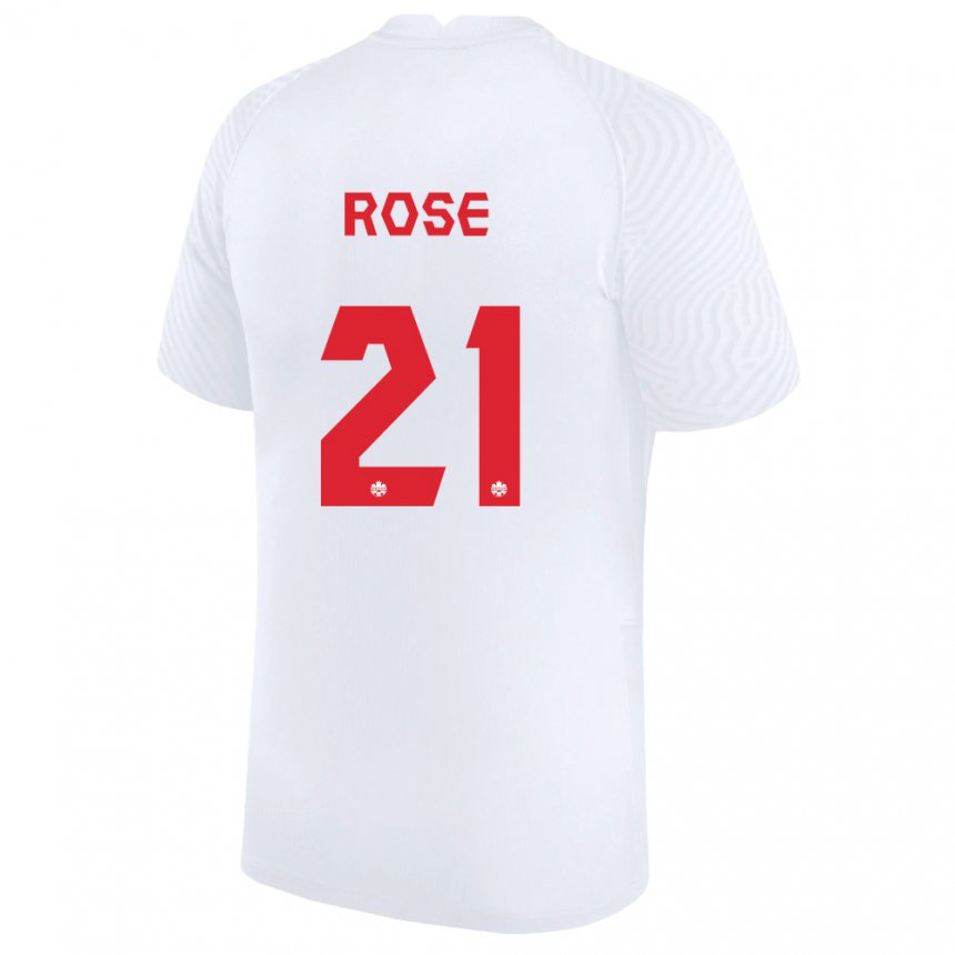 Femme Maillot Canada Jade Rose #21 Blanc Tenues Extérieur 22-24 T-shirt Belgique
