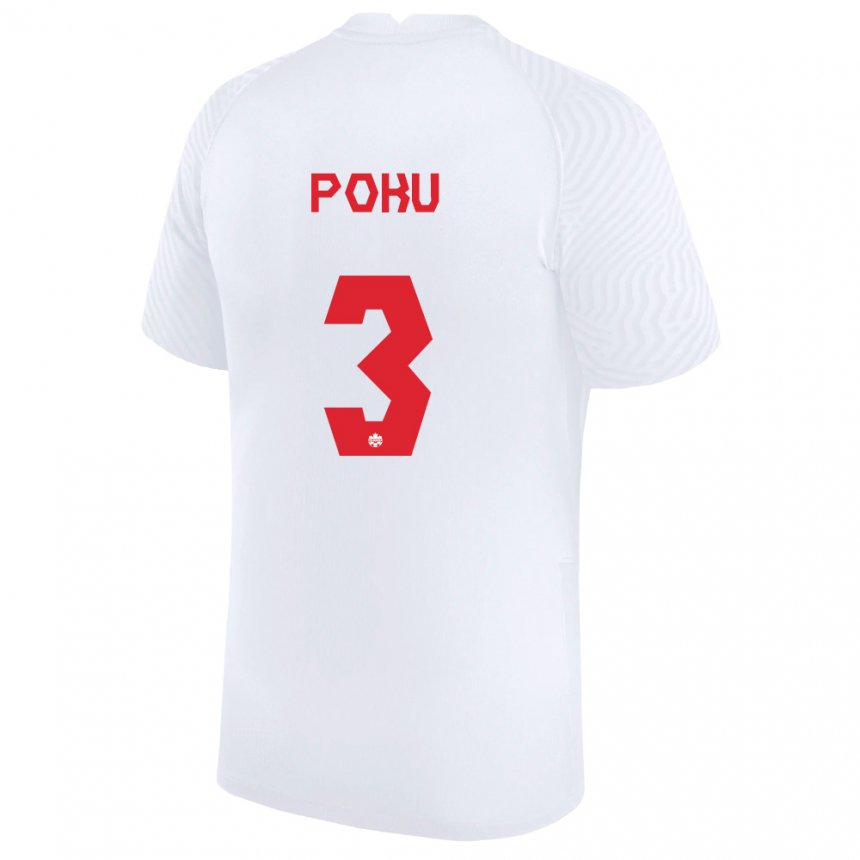 Damen Kanadische Kwasi Poku #3 Weiß Auswärtstrikot Trikot 22-24 T-shirt Belgien