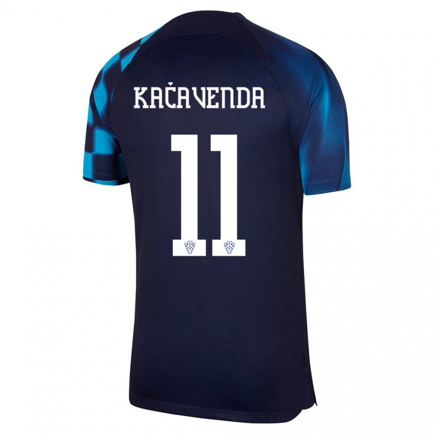Damen Kroatische Lukas Kacavenda #11 Dunkelblau Auswärtstrikot Trikot 22-24 T-shirt Belgien
