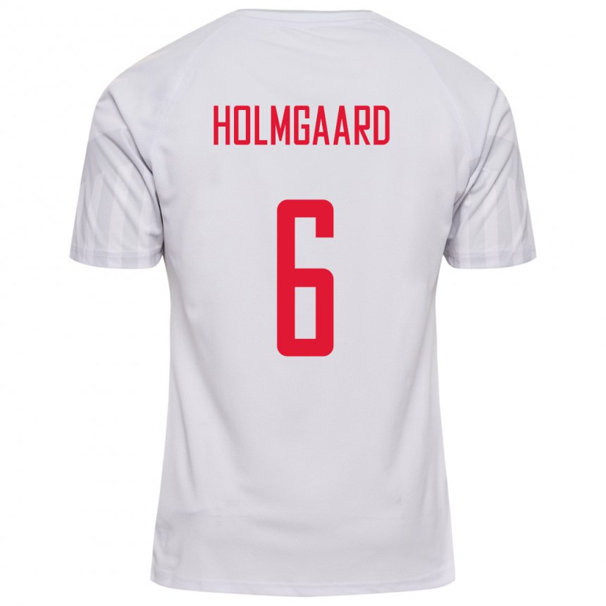 Damen Dänische Karen Holmgaard #6 Weiß Auswärtstrikot Trikot 22-24 T-shirt Belgien