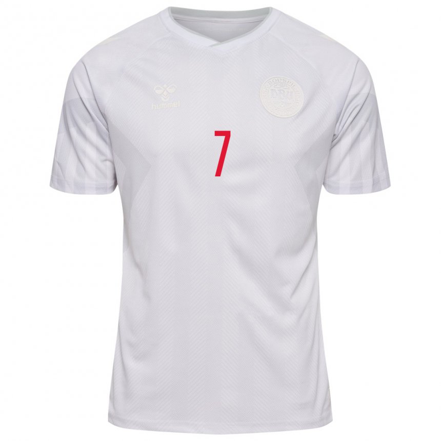 Damen Dänische Sanne Troelsgaard #7 Weiß Auswärtstrikot Trikot 22-24 T-shirt Belgien