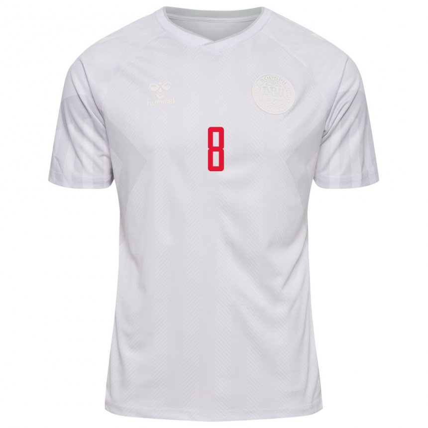 Damen Dänische Emma Snerle #8 Weiß Auswärtstrikot Trikot 22-24 T-shirt Belgien