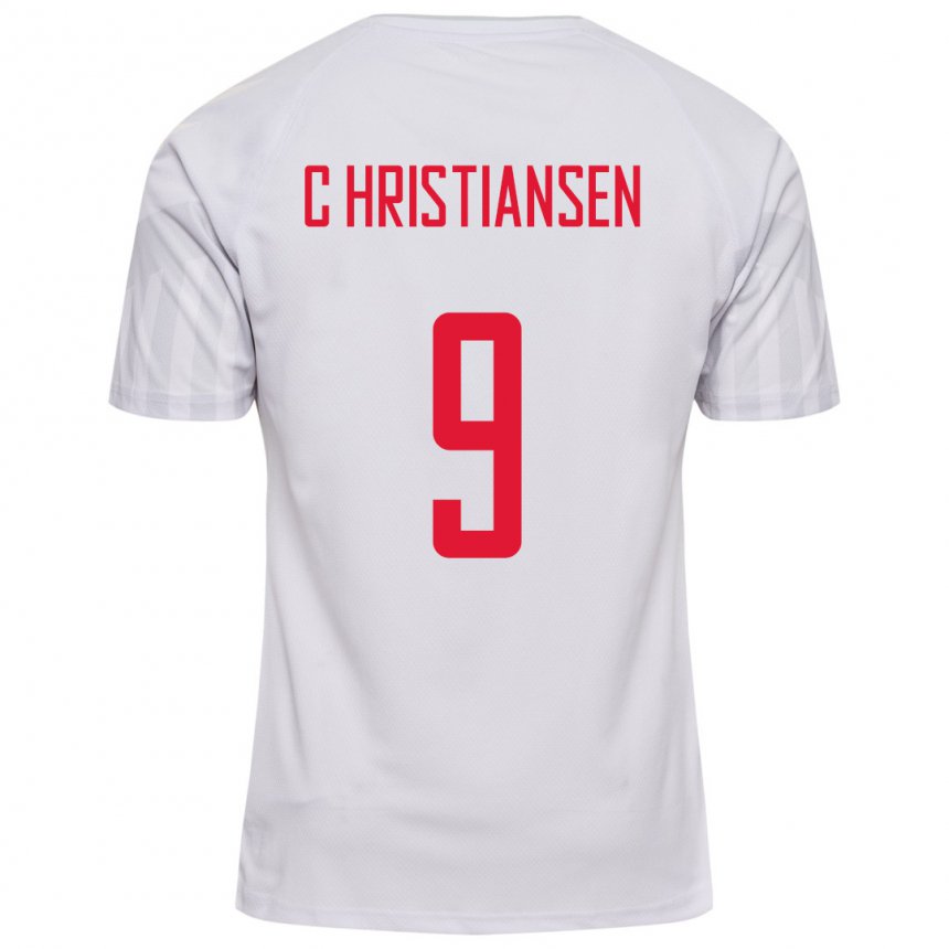 Damen Dänische Nanna Christiansen #9 Weiß Auswärtstrikot Trikot 22-24 T-shirt Belgien
