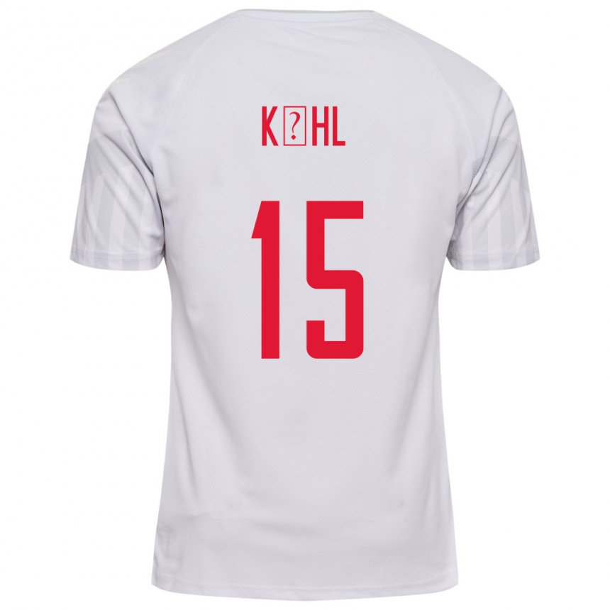 Damen Dänische Kathrine Kuhl #15 Weiß Auswärtstrikot Trikot 22-24 T-shirt Belgien