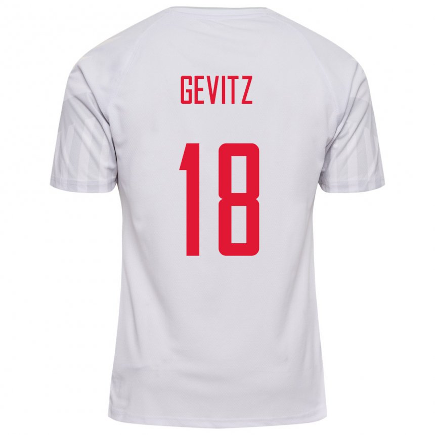 Damen Dänische Luna Gevitz #18 Weiß Auswärtstrikot Trikot 22-24 T-shirt Belgien