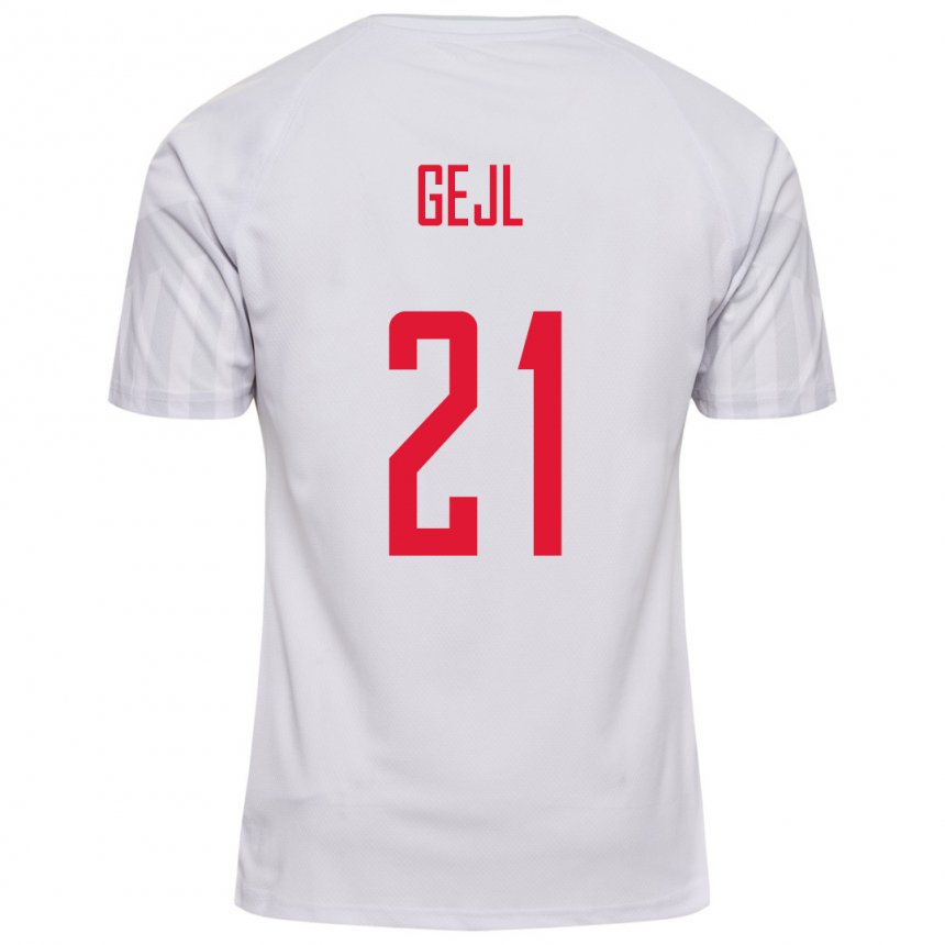 Damen Dänische Mille Gejl #21 Weiß Auswärtstrikot Trikot 22-24 T-shirt Belgien