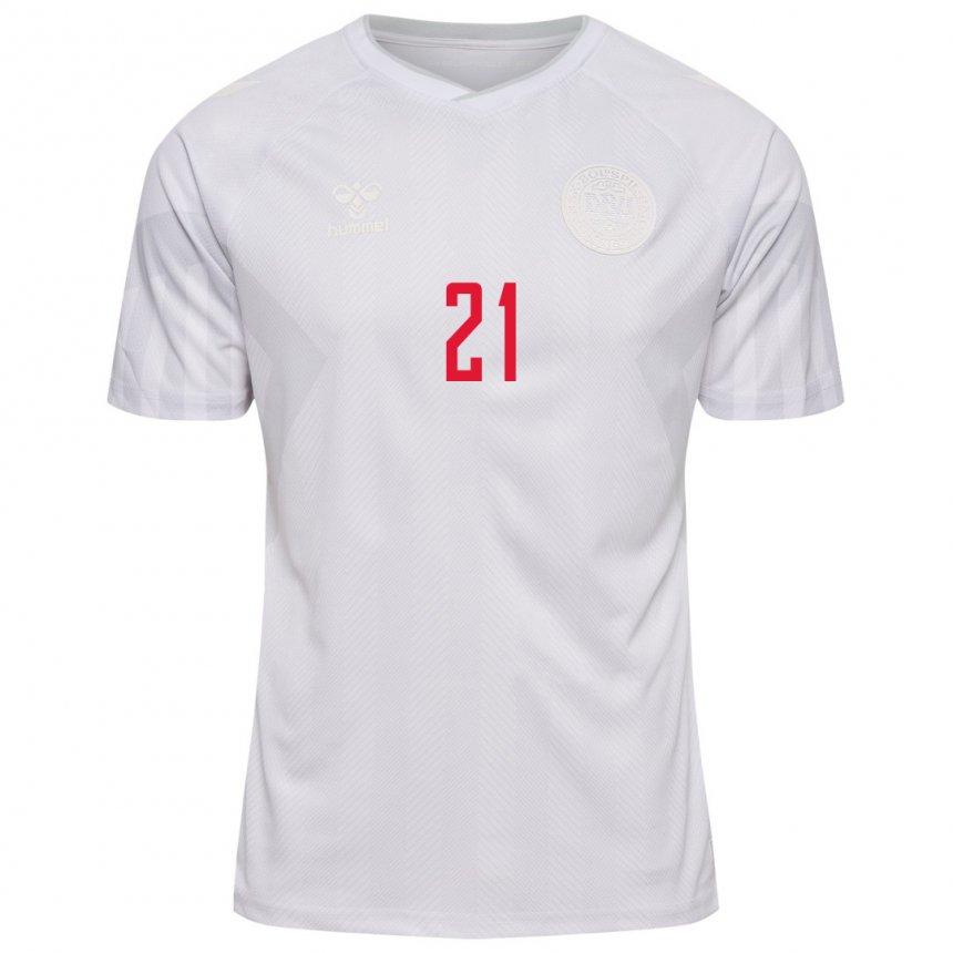 Damen Dänische Mille Gejl #21 Weiß Auswärtstrikot Trikot 22-24 T-shirt Belgien