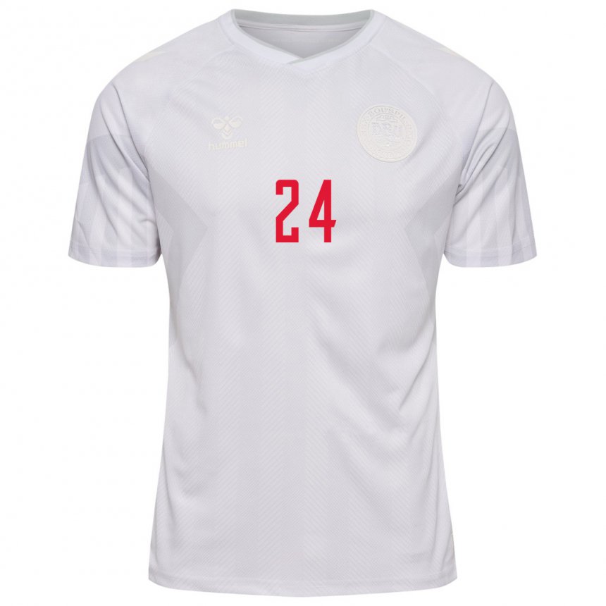 Damen Dänische Sarah Thygesen #24 Weiß Auswärtstrikot Trikot 22-24 T-shirt Belgien
