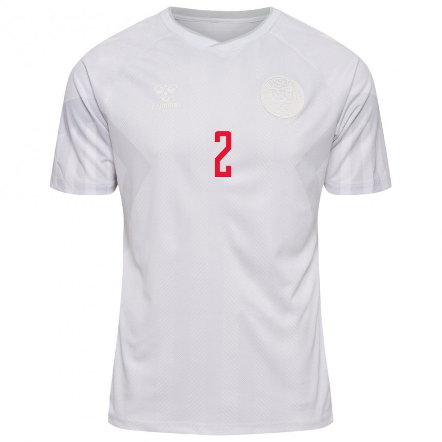 Damen Dänische Victor Kristiansen #2 Weiß Auswärtstrikot Trikot 22-24 T-shirt Belgien