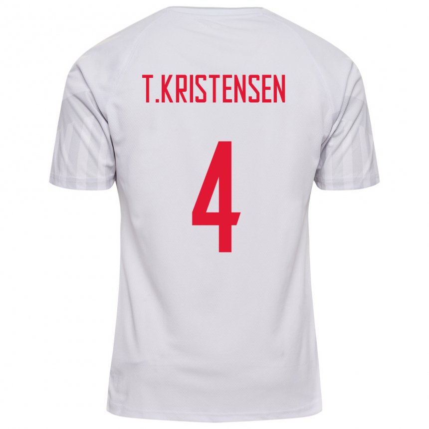 Damen Dänische Thomas Kristensen #4 Weiß Auswärtstrikot Trikot 22-24 T-shirt Belgien