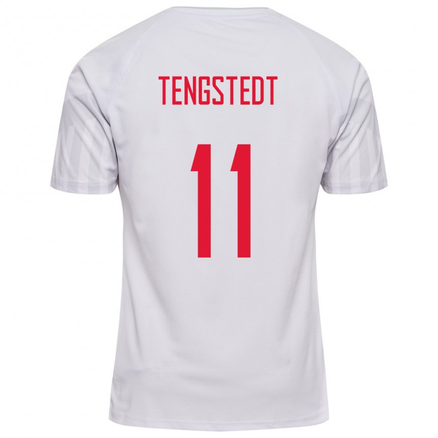 Damen Dänische Casper Tengstedt #11 Weiß Auswärtstrikot Trikot 22-24 T-shirt Belgien
