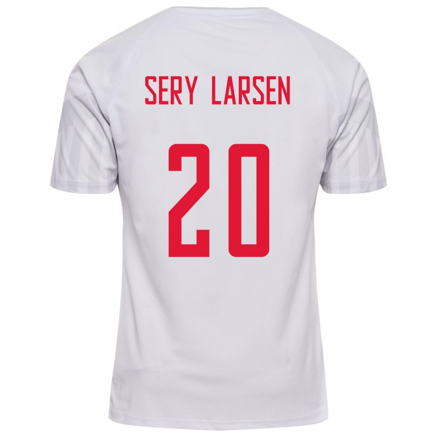 Damen Dänische Japhet Sery Larsen #20 Weiß Auswärtstrikot Trikot 22-24 T-shirt Belgien