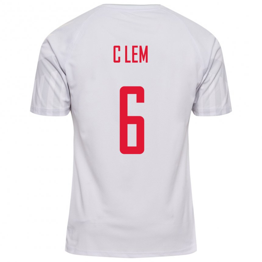 Damen Dänische William Clem #6 Weiß Auswärtstrikot Trikot 22-24 T-shirt Belgien
