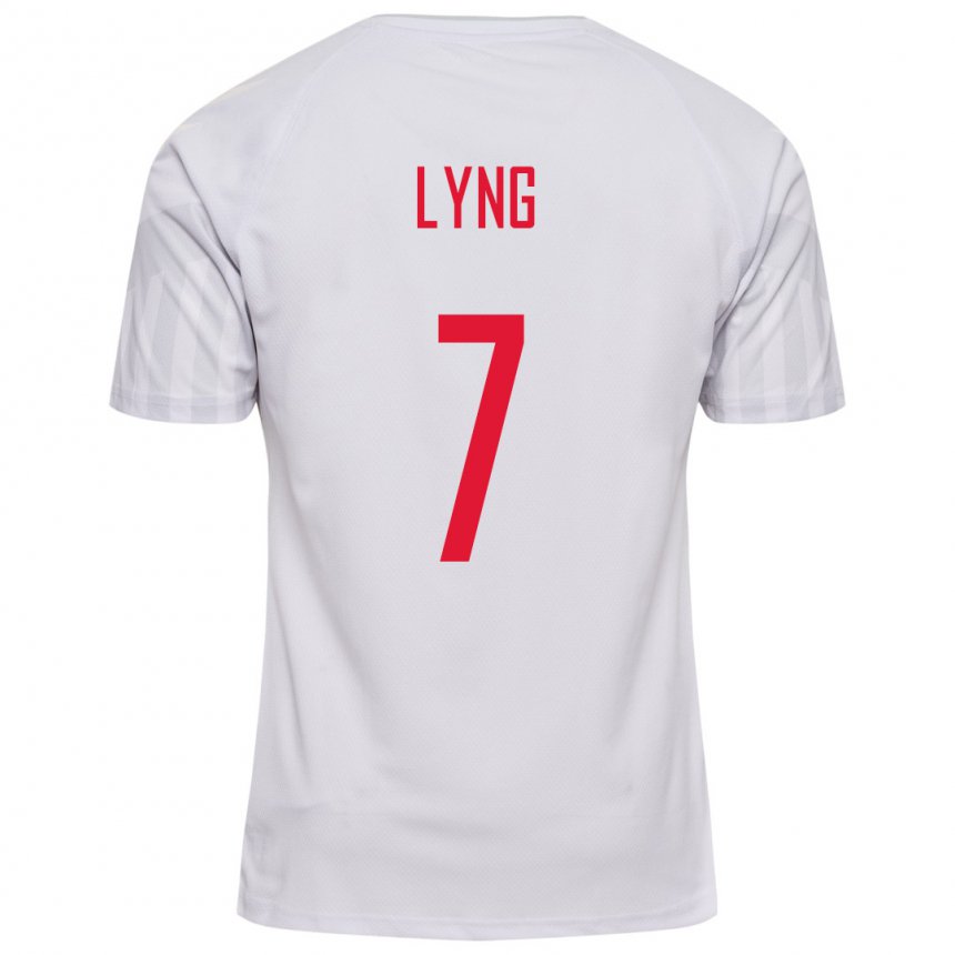 Damen Dänische Alexander Lyng #7 Weiß Auswärtstrikot Trikot 22-24 T-shirt Belgien