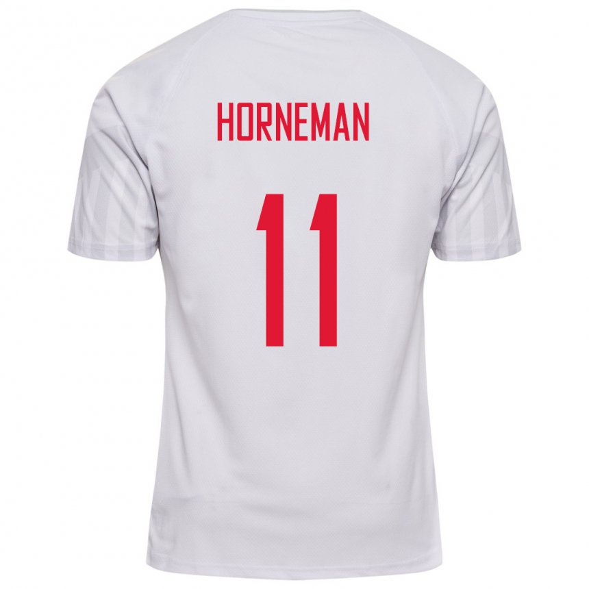 Damen Dänische Charly Horneman #11 Weiß Auswärtstrikot Trikot 22-24 T-shirt Belgien
