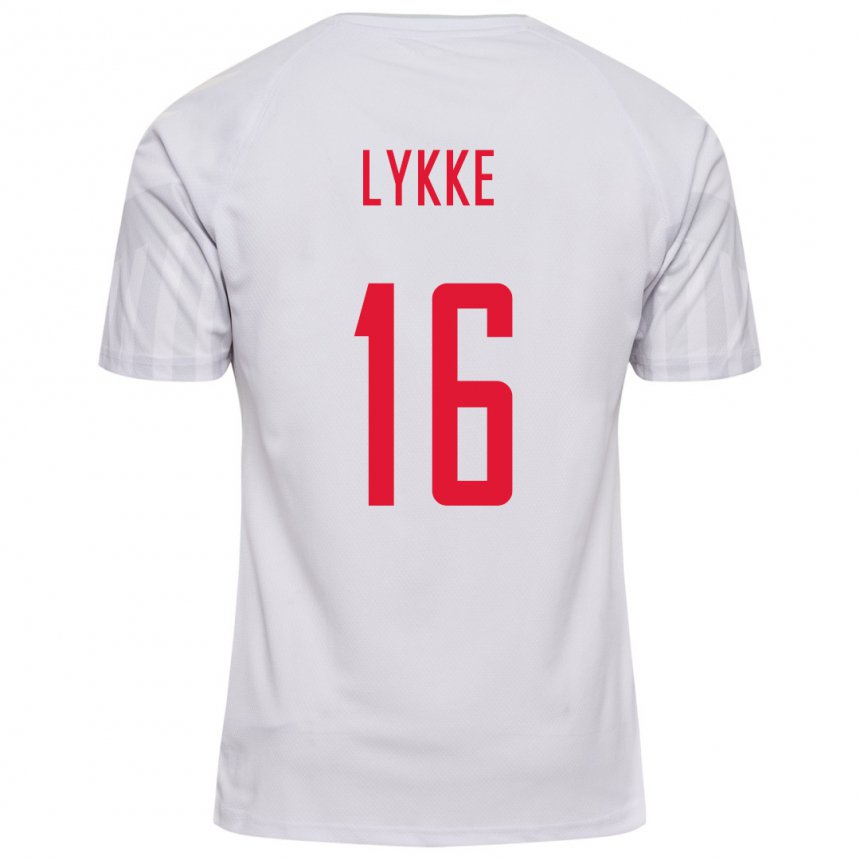 Damen Dänische William Lykke #16 Weiß Auswärtstrikot Trikot 22-24 T-shirt Belgien