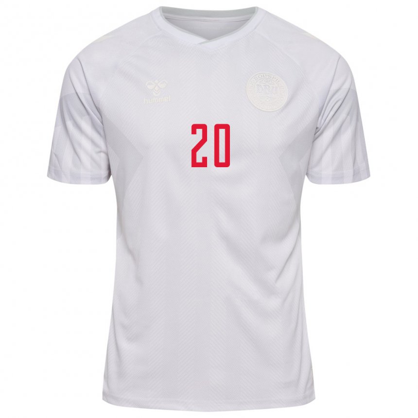 Damen Dänische Gustav Christensen #20 Weiß Auswärtstrikot Trikot 22-24 T-shirt Belgien