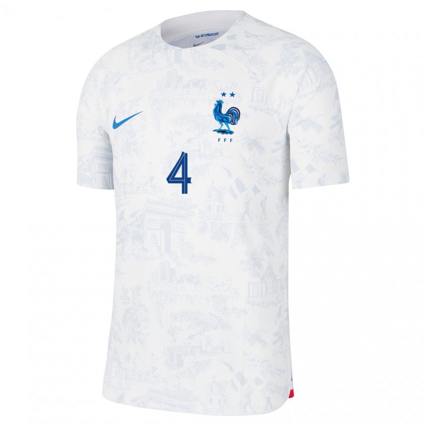 Damen Französische Ismael Doukoure #4 Weiß Blau Auswärtstrikot Trikot 22-24 T-shirt Belgien