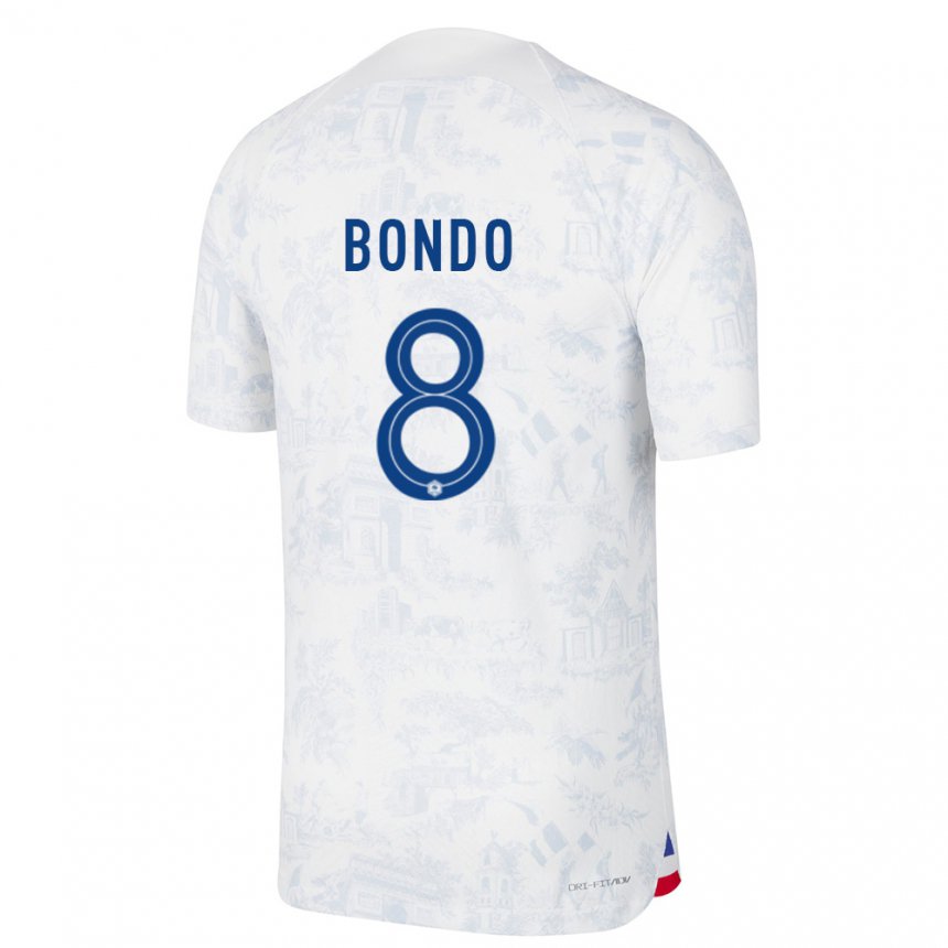 Damen Französische Warren Bondo #8 Weiß Blau Auswärtstrikot Trikot 22-24 T-shirt Belgien