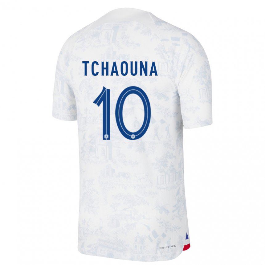 Femme Maillot France Loum Tchaouna #10 Blanc Bleu  Tenues Extérieur 22-24 T-shirt Belgique