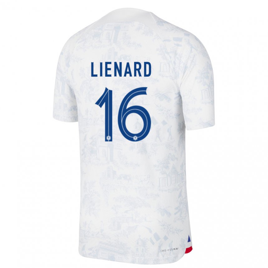 Damen Französische Yann Lienard #16 Weiß Blau Auswärtstrikot Trikot 22-24 T-shirt Belgien