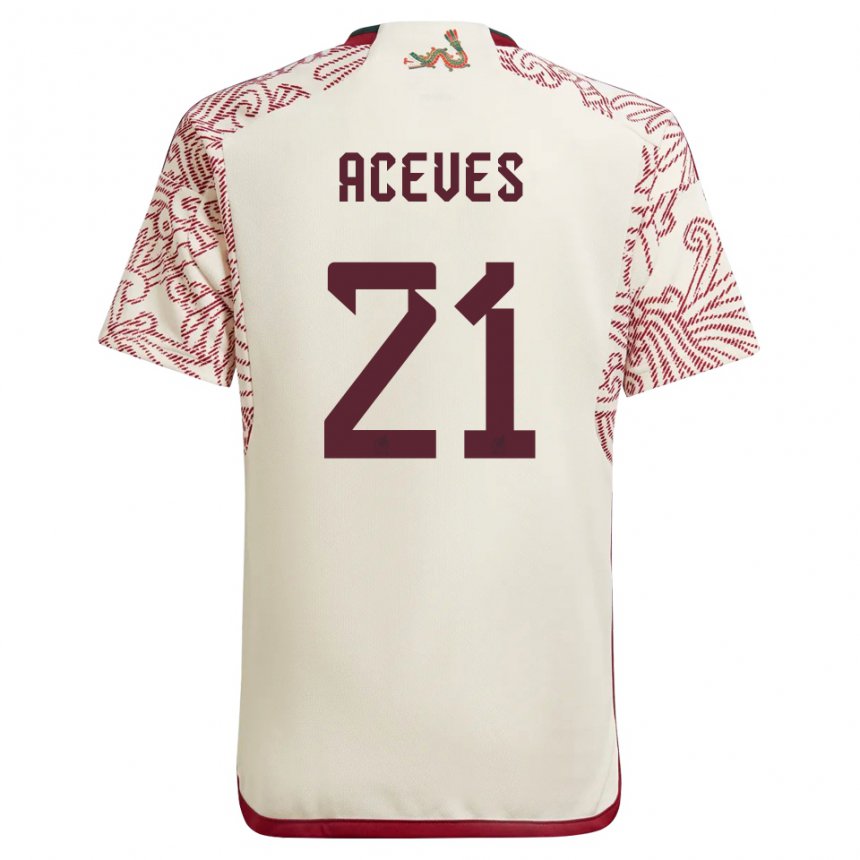Damen Mexikanische Daniel Aceves #21 Wunder Weiß Rot Auswärtstrikot Trikot 22-24 T-shirt Belgien