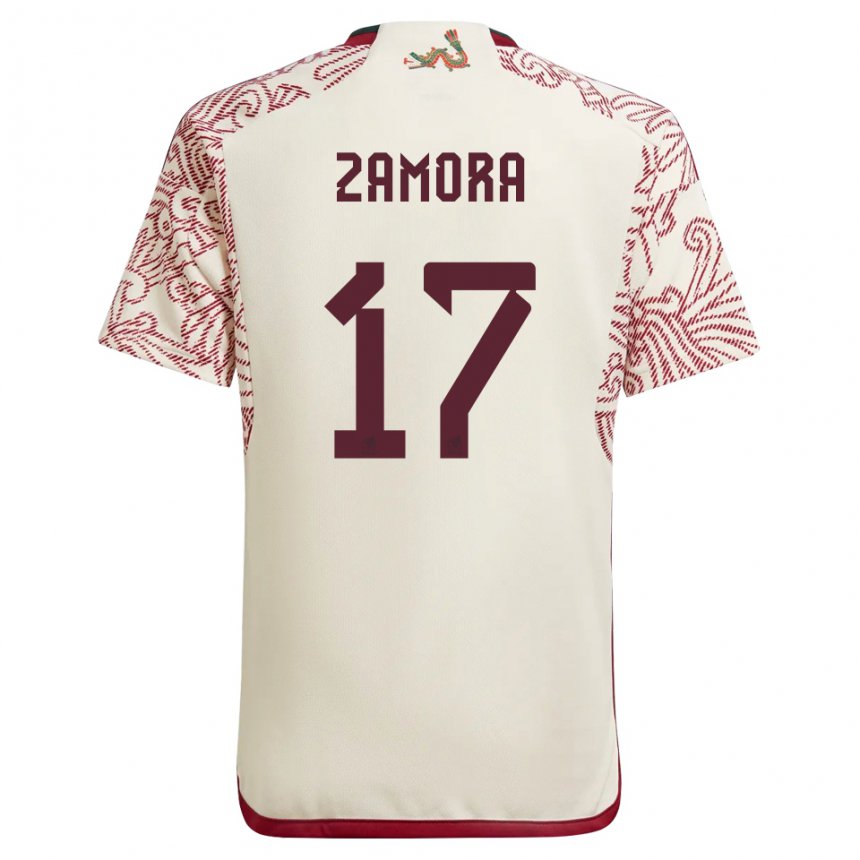 Damen Mexikanische Saul Zamora #17 Wunder Weiß Rot Auswärtstrikot Trikot 22-24 T-shirt Belgien