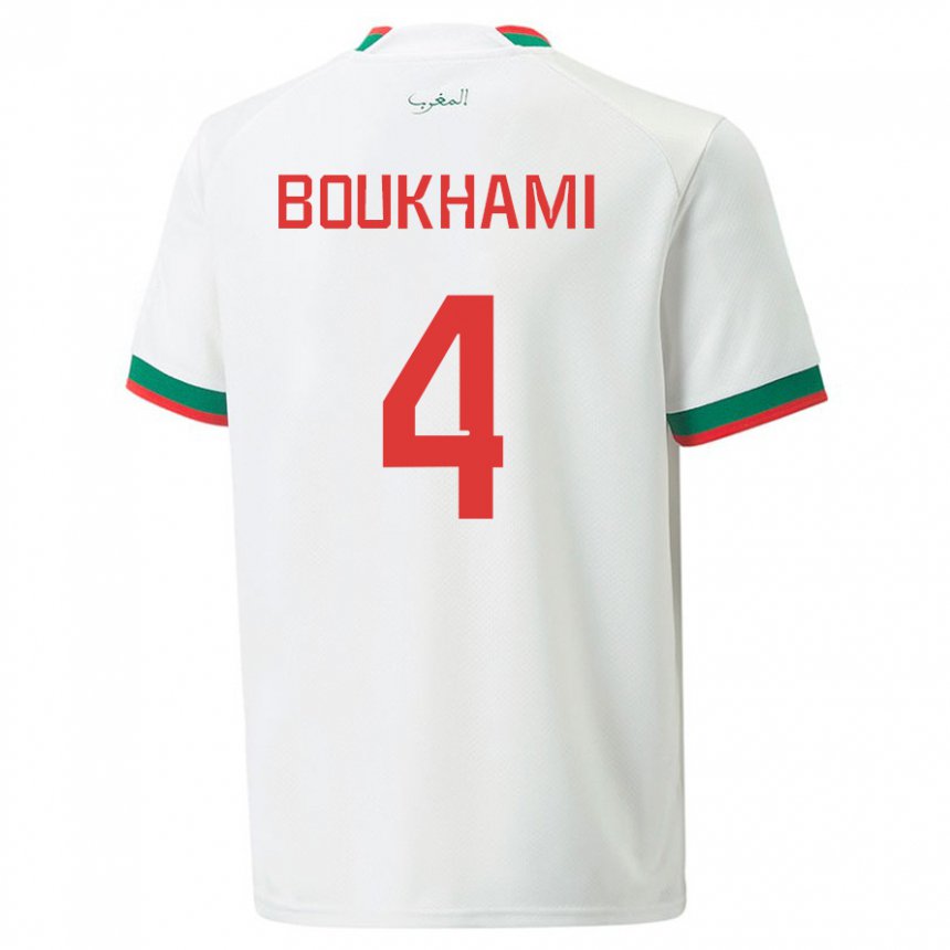 Damen Marokkanische Siham Boukhami #4 Weiß Auswärtstrikot Trikot 22-24 T-shirt Belgien