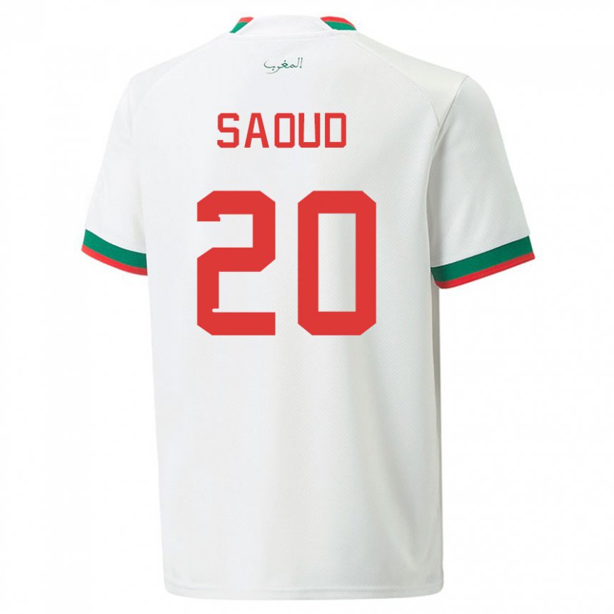 Damen Marokkanische Imane Saoud #20 Weiß Auswärtstrikot Trikot 22-24 T-shirt Belgien