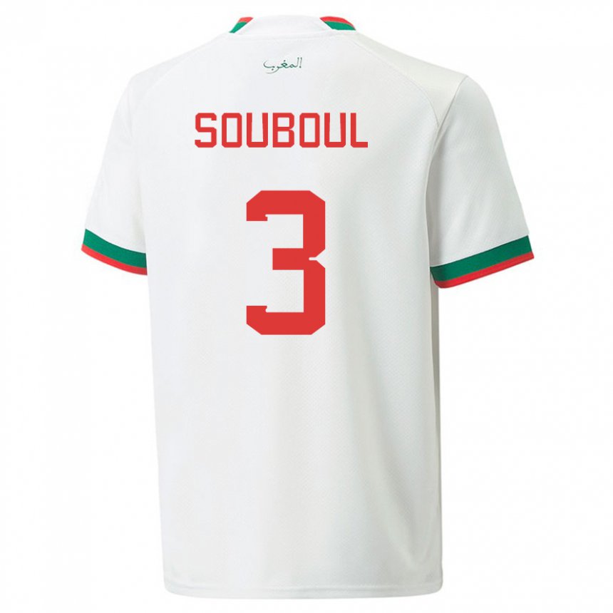Damen Marokkanische Mohamed Souboul #3 Weiß Auswärtstrikot Trikot 22-24 T-shirt Belgien