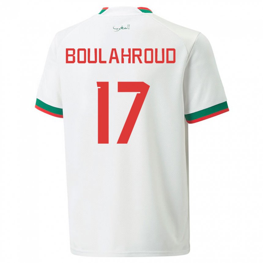 Femme Maillot Maroc Charaf Eddine Boulahroud #17 Blanc Tenues Extérieur 22-24 T-shirt Belgique