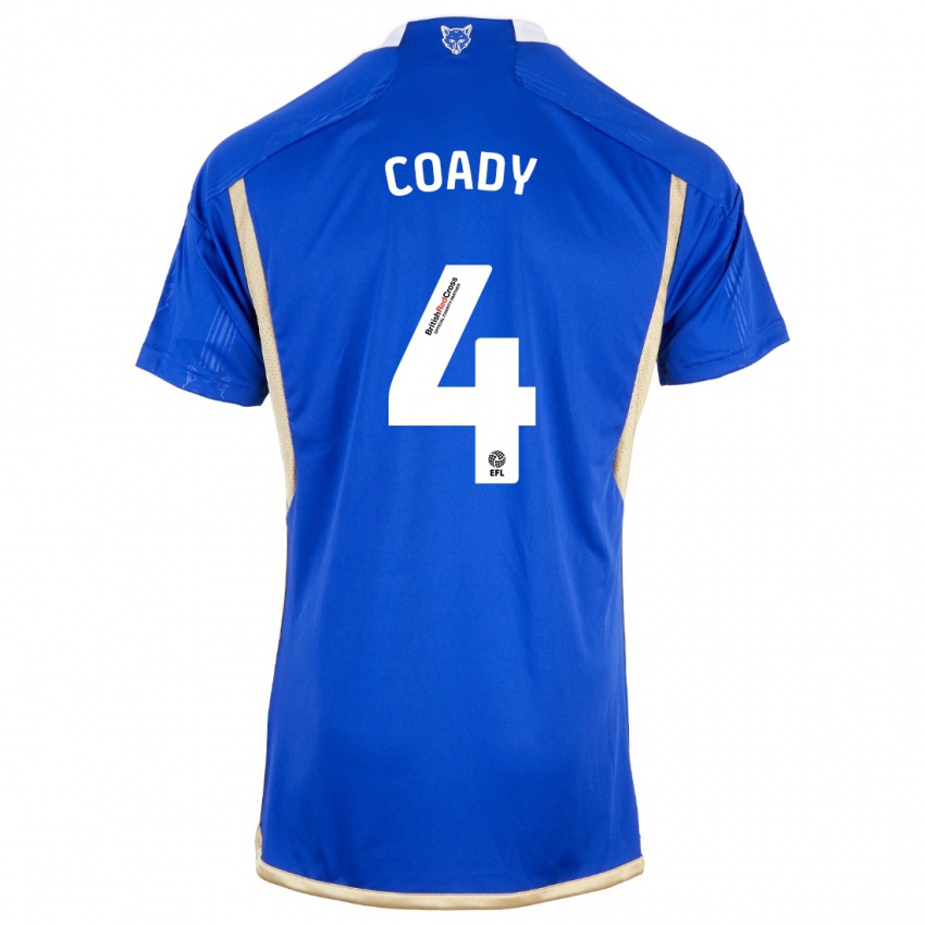 Enfant Maillot Conor Coady #4 Bleu Tenues Domicile 2023/24 T-Shirt Belgique