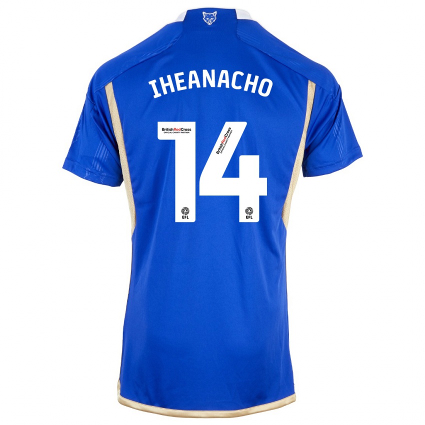 Enfant Maillot Kelechi Iheanacho #14 Bleu Tenues Domicile 2023/24 T-Shirt Belgique