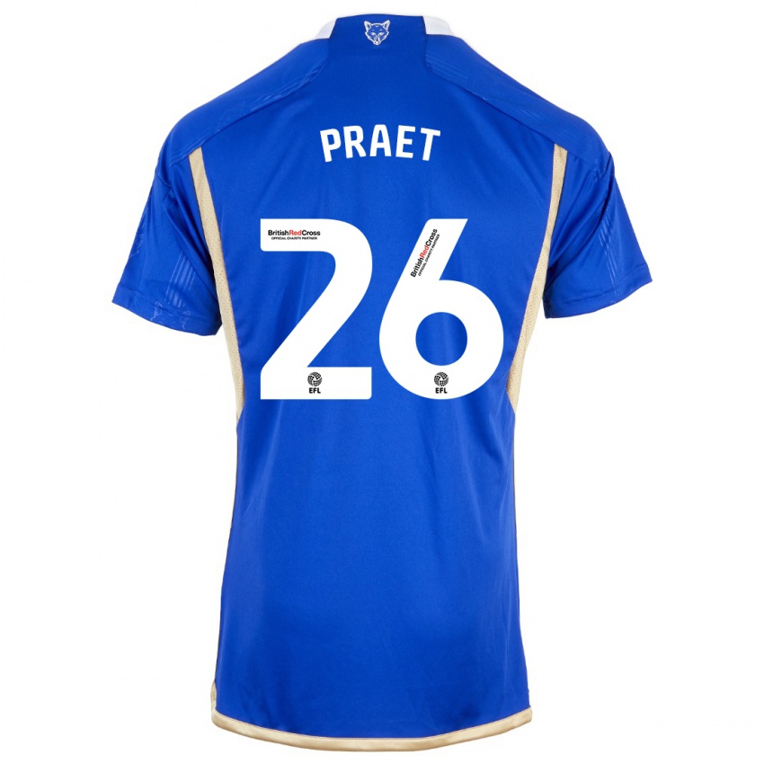 Enfant Maillot Dennis Praet #26 Bleu Tenues Domicile 2023/24 T-Shirt Belgique