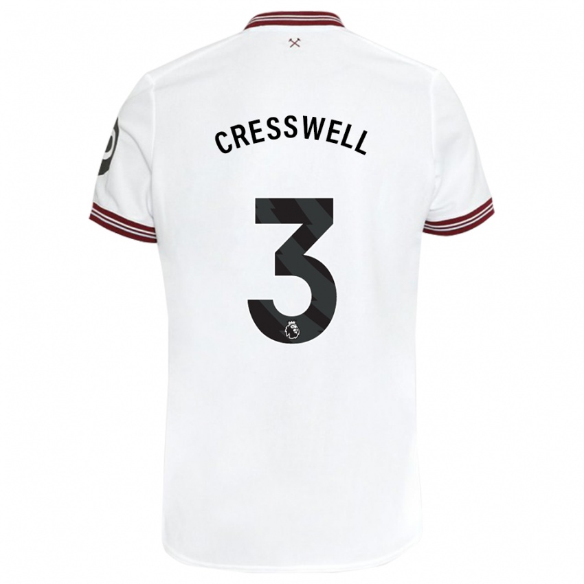 Enfant Maillot Aaron Cresswell #3 Blanc Tenues Extérieur 2023/24 T-Shirt Belgique
