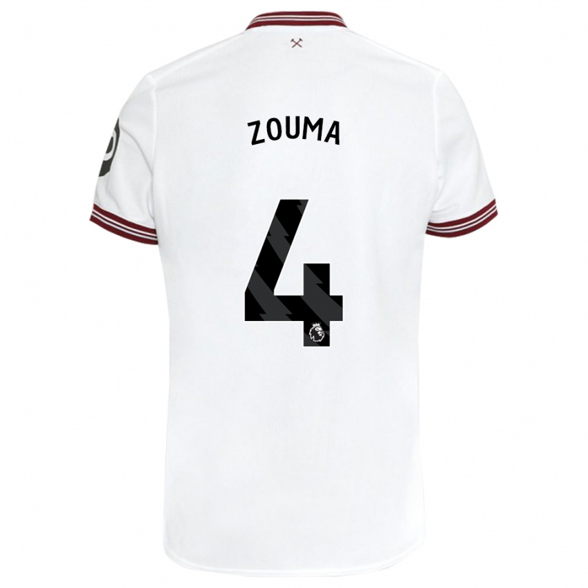 Kinder Kurt Zouma #4 Weiß Auswärtstrikot Trikot 2023/24 T-Shirt Belgien