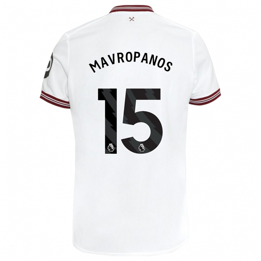 Enfant Maillot Konstantinos Mavropanos #15 Blanc Tenues Extérieur 2023/24 T-Shirt Belgique