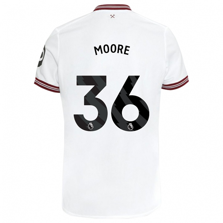 Kinder Sean Moore #36 Weiß Auswärtstrikot Trikot 2023/24 T-Shirt Belgien
