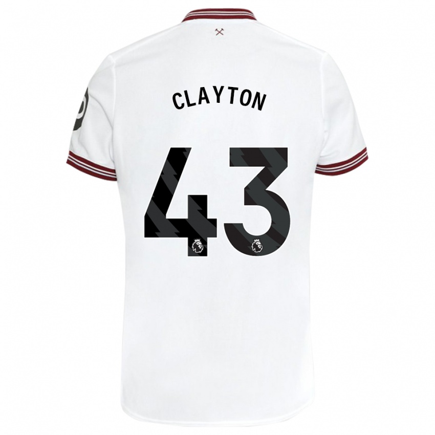 Enfant Maillot Regan Clayton #43 Blanc Tenues Extérieur 2023/24 T-Shirt Belgique