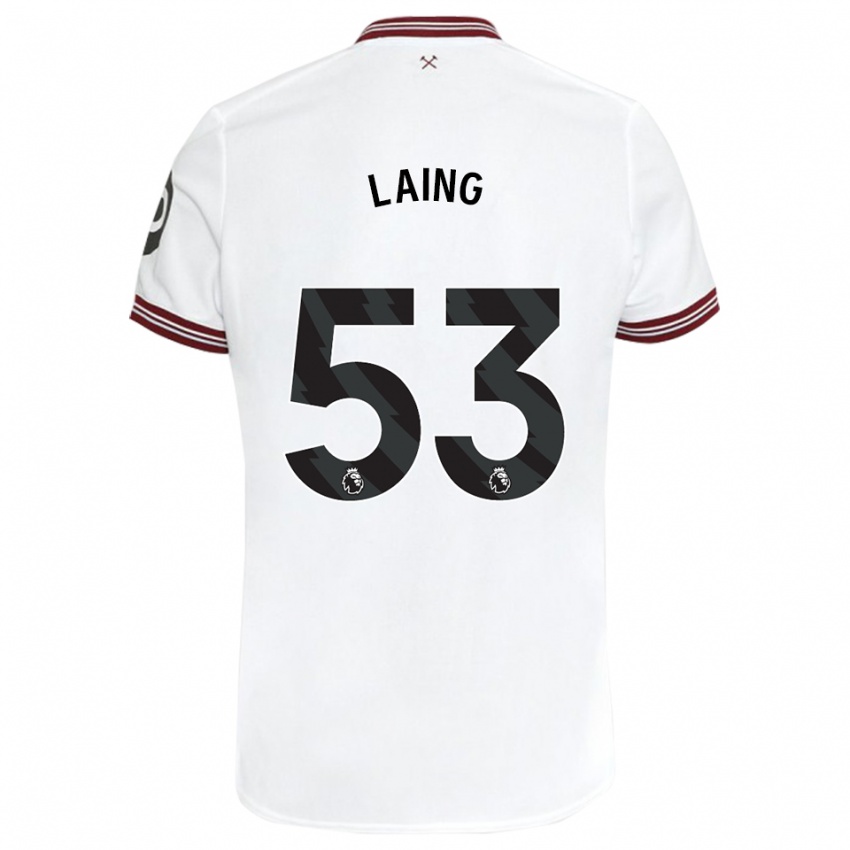 Enfant Maillot Levi Laing #53 Blanc Tenues Extérieur 2023/24 T-Shirt Belgique