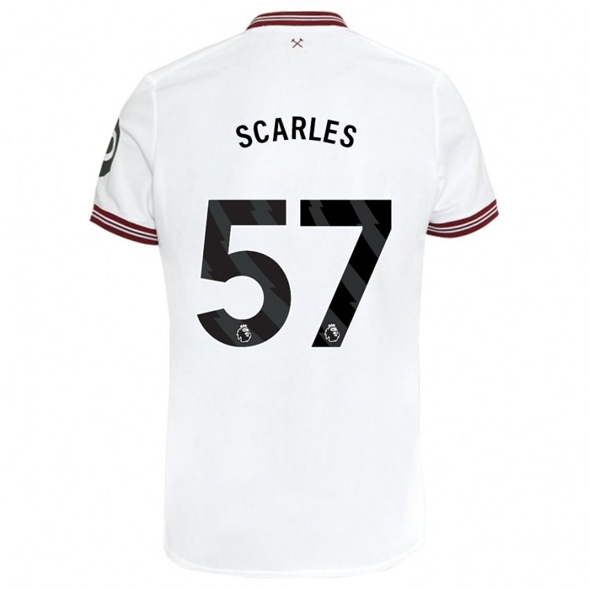 Enfant Maillot Oliver Scarles #57 Blanc Tenues Extérieur 2023/24 T-Shirt Belgique