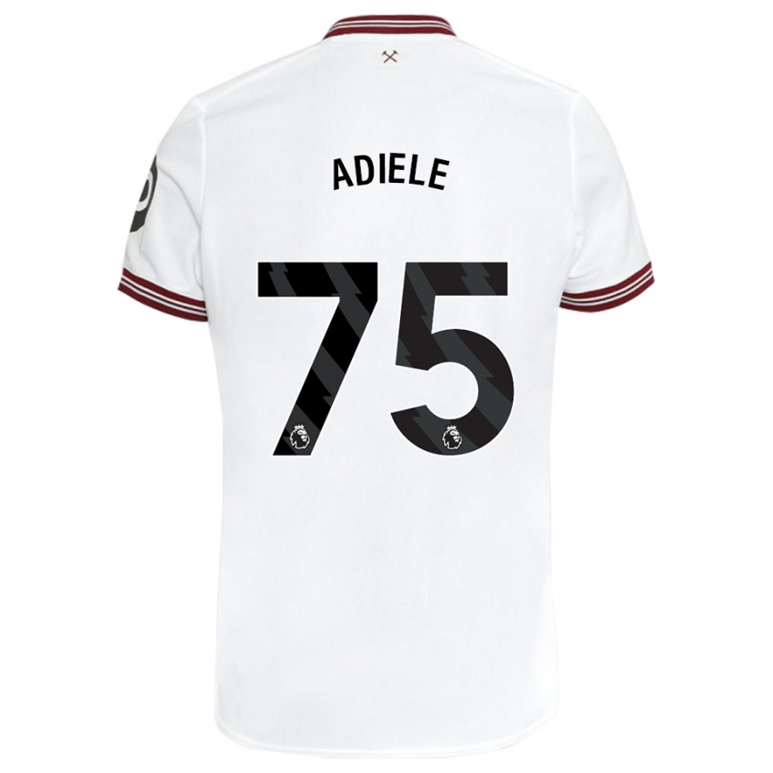Enfant Maillot Emeka Adiele #75 Blanc Tenues Extérieur 2023/24 T-Shirt Belgique